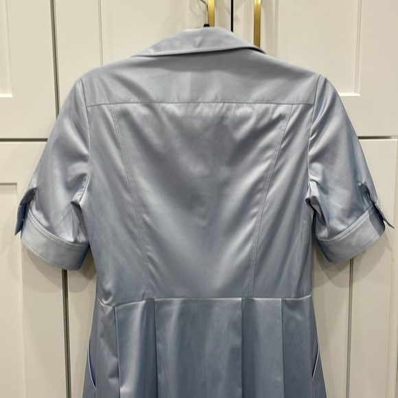 Ross Mayer Light Blue Satin Midi Button Up Dress Size 6 - Picture 9 of 16